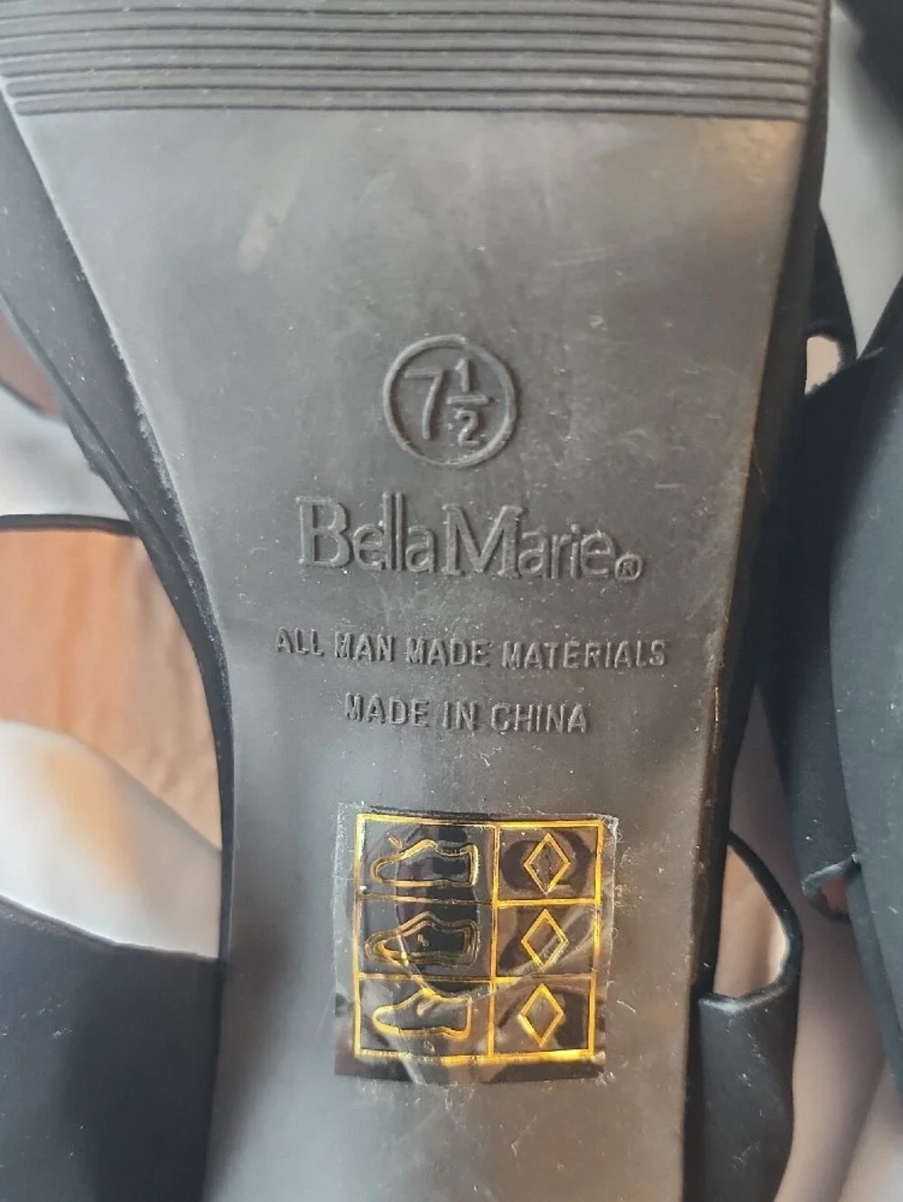 Bella Marie Size 7.5 Black Platform‎ Block Heel Sandals - Women
